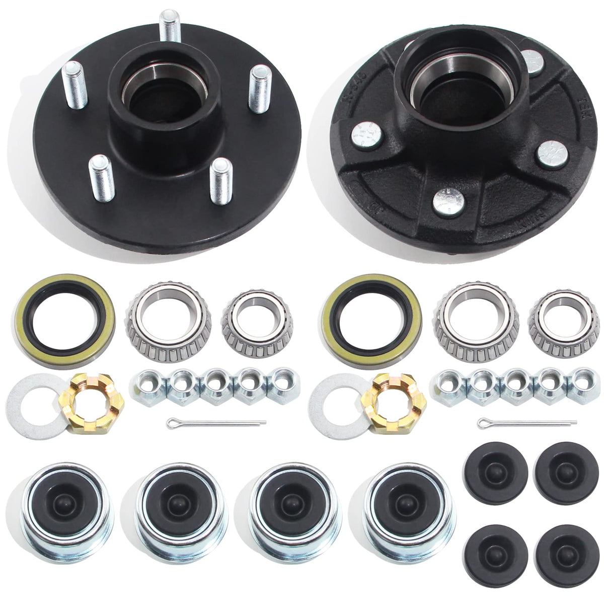 5x4.5 Trailer Hub Kits for 3500lb 1-1/16'' to 1-3/8'' Tapered Axle