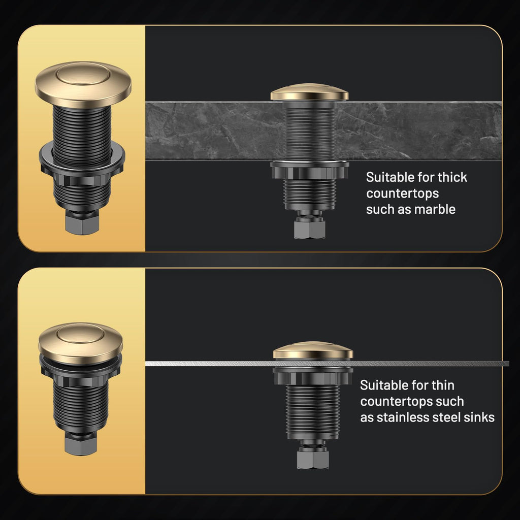 Garbage Disposal Air Switch Kit - UL Listed Wireless Sink Top Button, Champagne Bronze Finish, Compatible with Delta Faucet Champagne Bronze