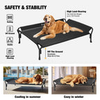 Veehoo Cooling Elevated Dog Bed, Raised Dog Cot with Guardrail & Headrest