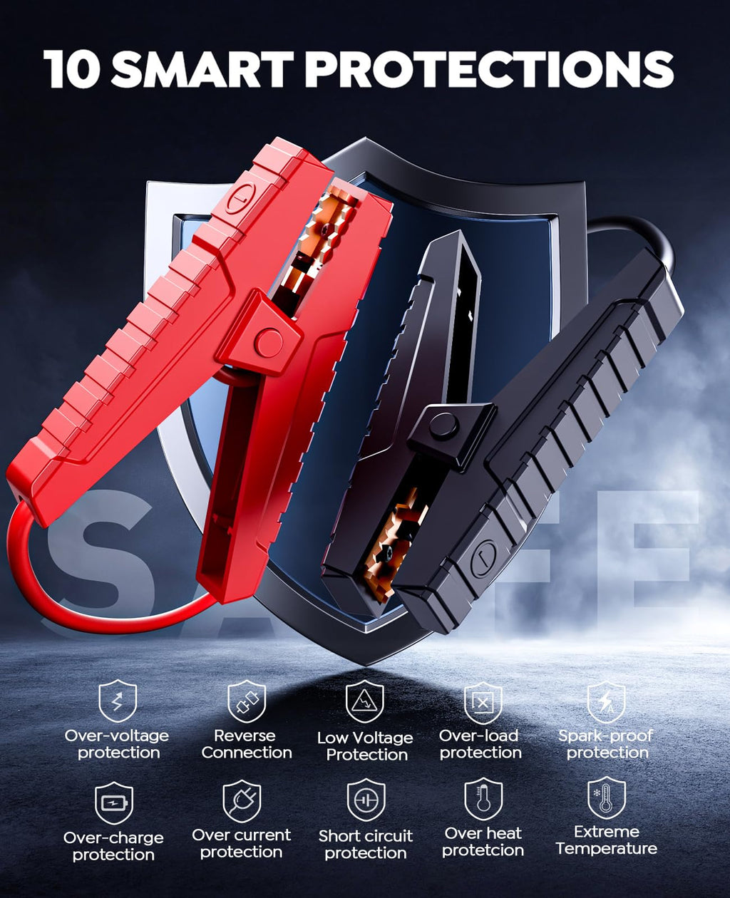 Car Battery Jump Starter with Air Compressor 4500A 150PSI, Car Jumper Starter Portable (9L Gas/8L Diesel), Jump Box Car Battery with Auto-Shutoff