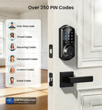 Veise VE06-L Smart Deadbolt Lock with 2 Lever Handle Set, Matte Black