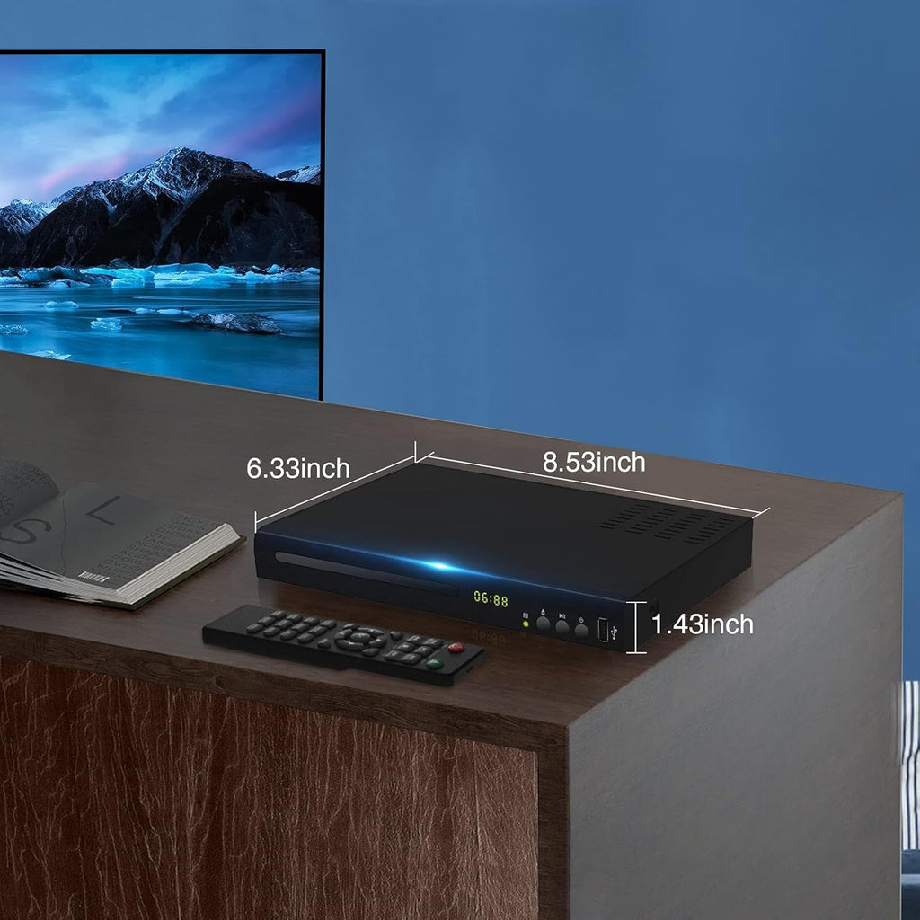 Blu Ray DVD Player, 1080P Home Theater Disc System, Play All DVDs and Region A 1 Blu-Rays, Support Max 128G USB Flash Drive + HDMI/AV/Coaxial Output