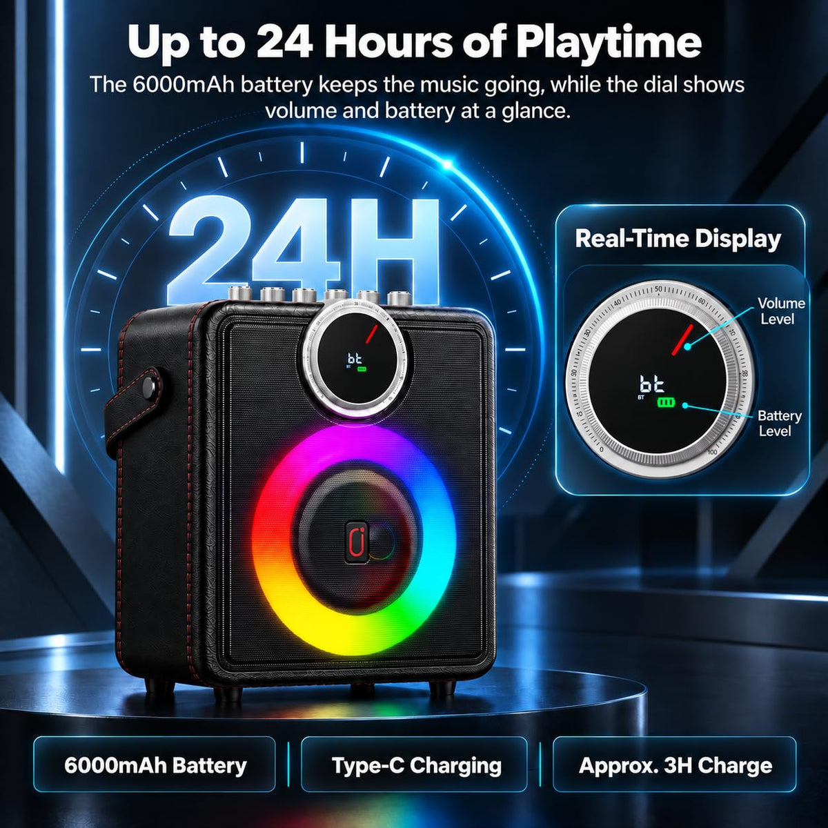 200W Karaoke Machine with 2 Rechargeable Wireless Microphones for Adults