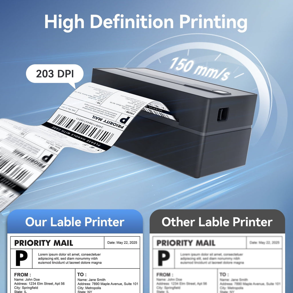 Label Printer Bluetooth 4x6 Thermal Wireless Shipping Label Maker for Packages, Compatible with Windows, iOS & Android, Ideal for Business & Home