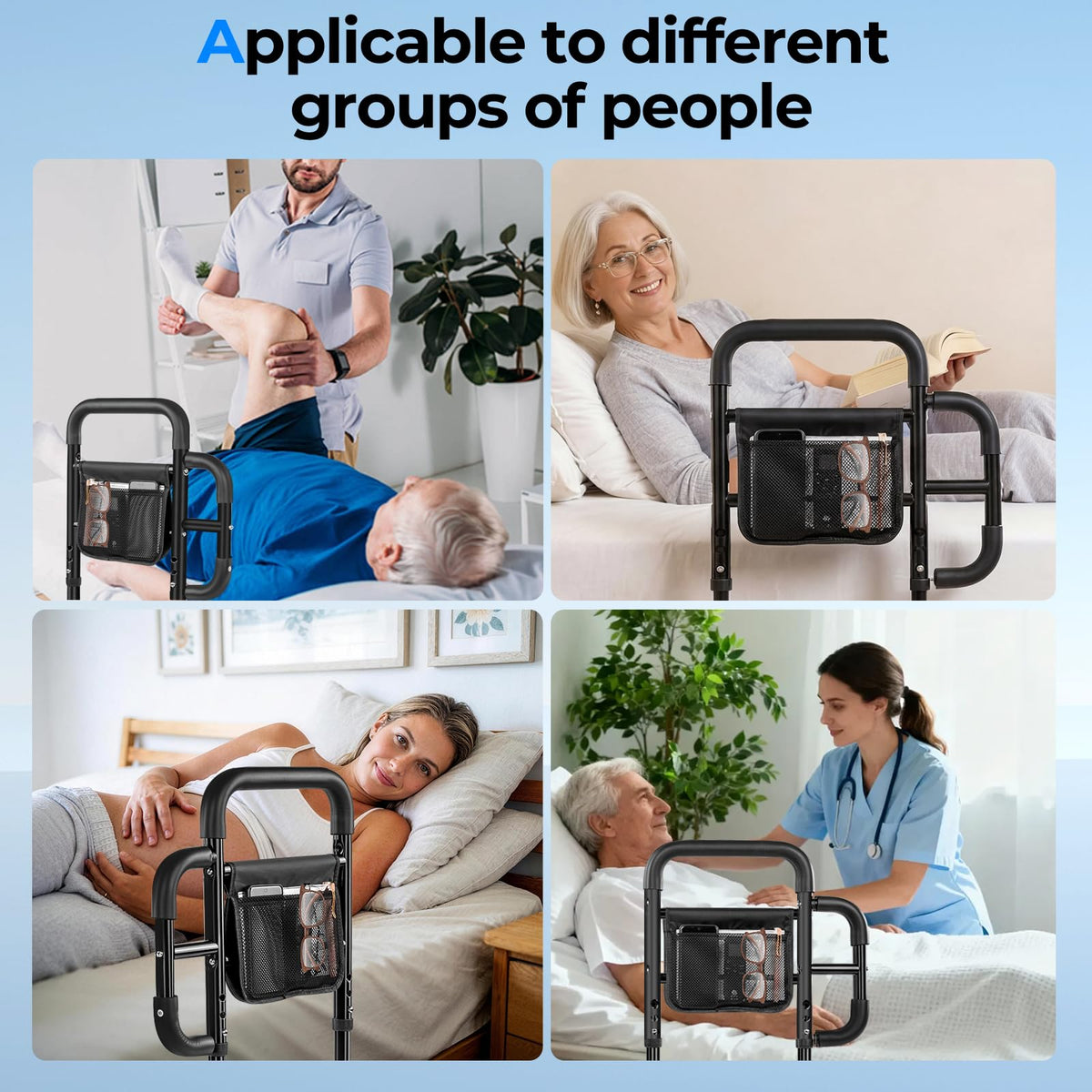 Bed Rails for Elderly Adults Safety, ASTM Tested 400 LBS Bed Assist Rail with Side Assist Handle, Ergonomic Foam Grip, Bed Cane for Seniors