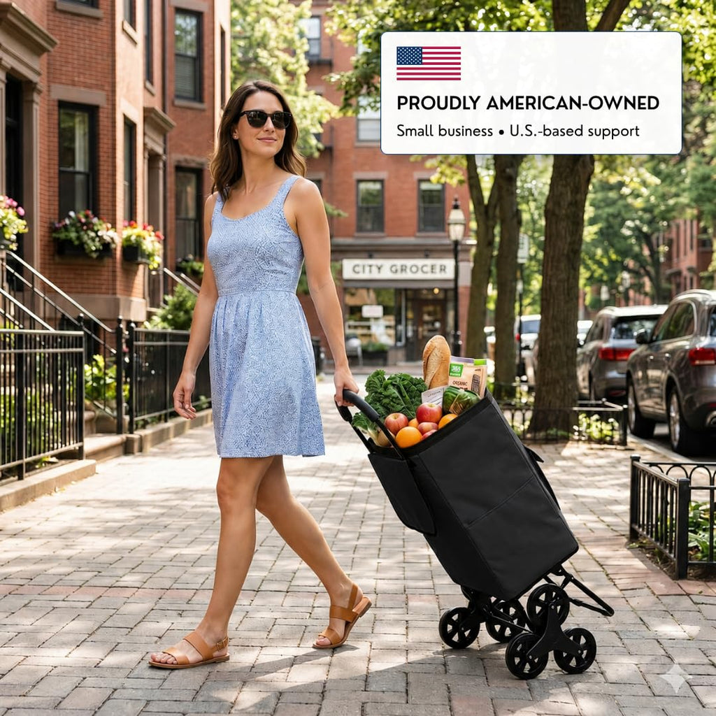 Shopping Cart, Super Loading Stair Climber 220 lbs Capacity, Grocery Foldable Trolley with Extra Large Shopping Bag Laundry Utility Cart with