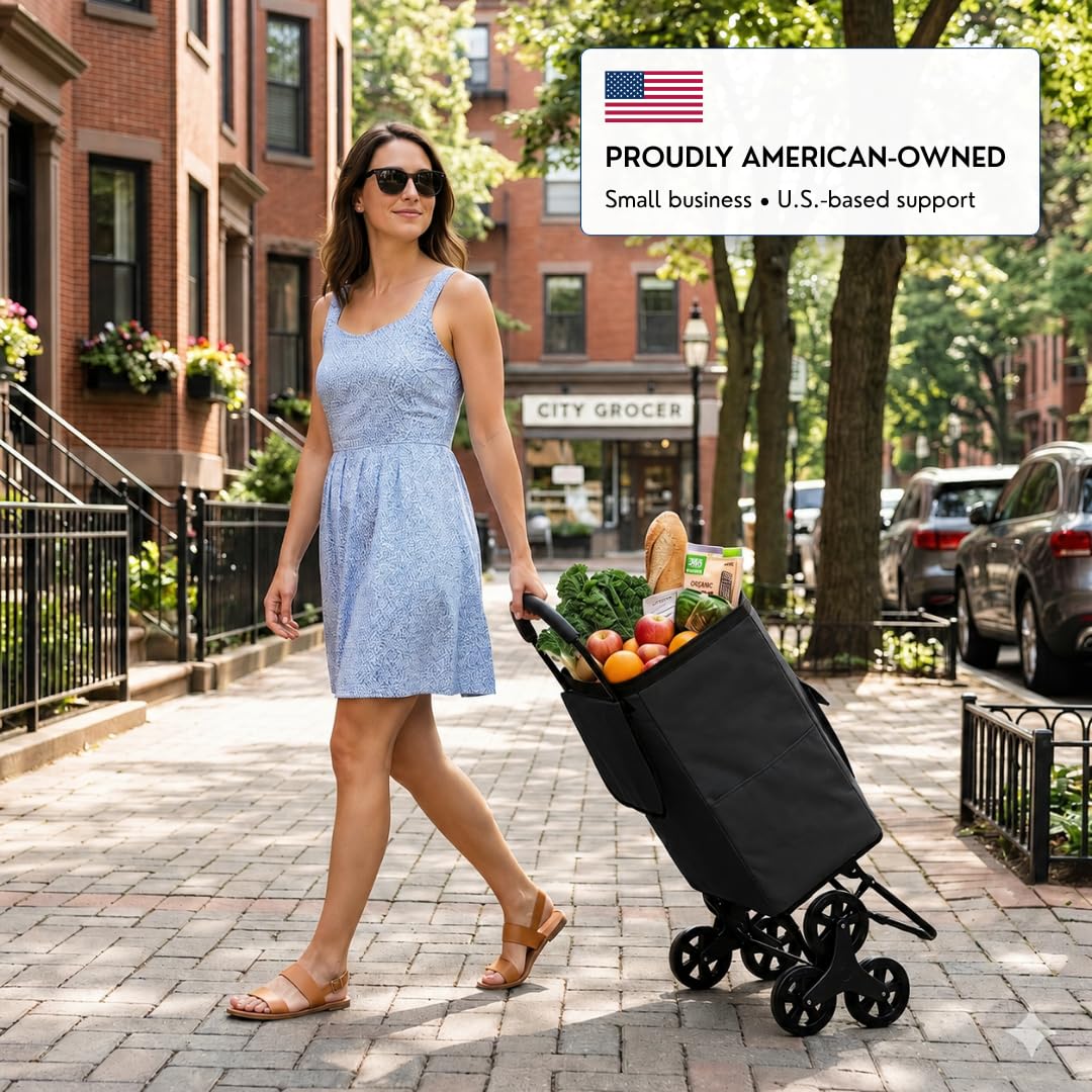 Shopping Cart, Super Loading Stair Climber 220 lbs Capacity, Grocery Foldable Trolley with Extra Large Shopping Bag Laundry Utility Cart with