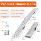 72.5" Heavy Duty Folding Loading Ramps, 1500lb Capacity, Ideal for Motorcycles, Lawn Mowers, ATVs, UTVs, and More – Pack of 2 with Safety Straps and