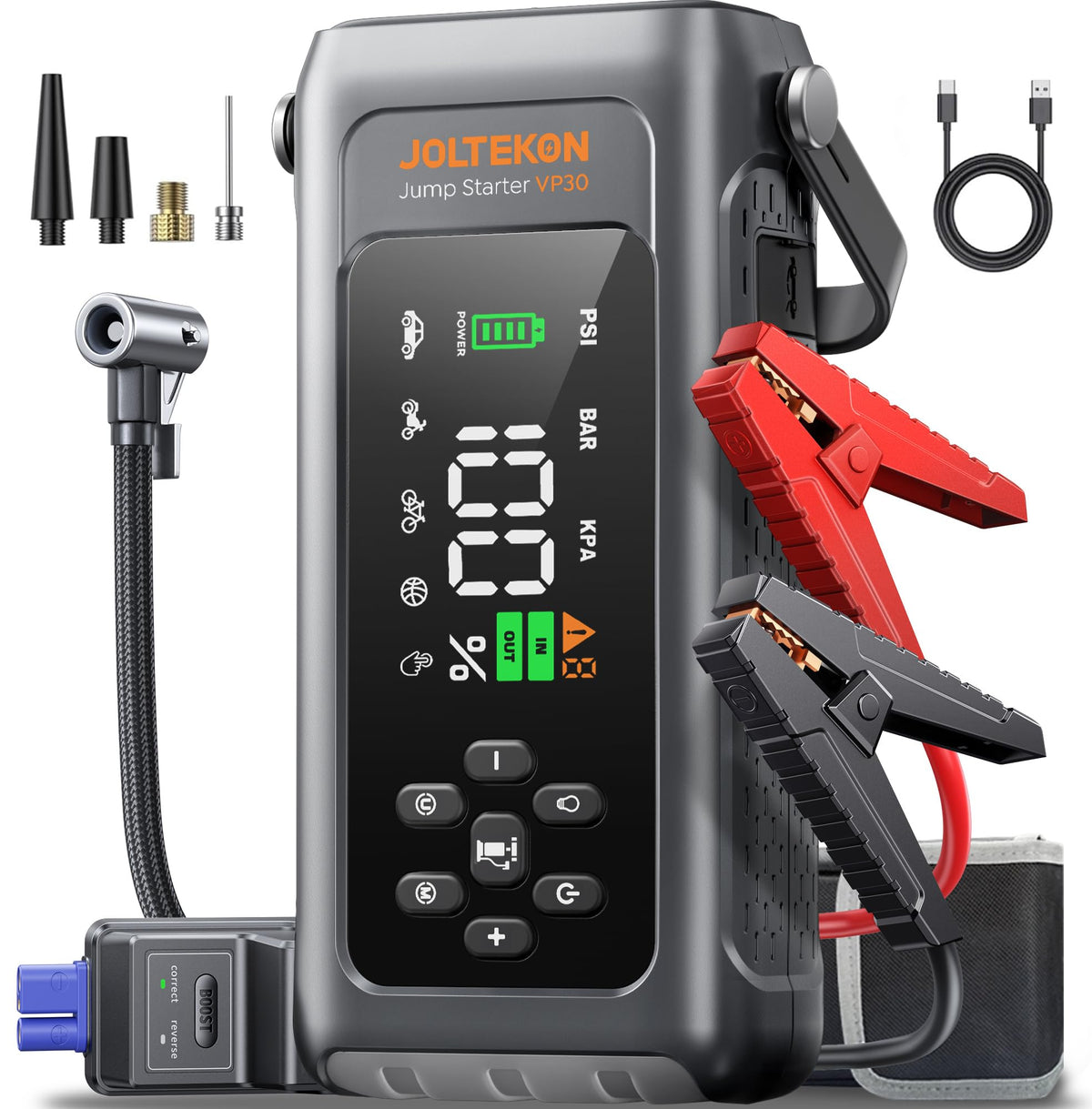 Car Battery Jump Starter with Air Compressor 4500A 150PSI, Car Jumper Starter Portable (9L Gas/8L Diesel), Jump Box Car Battery with Auto-Shutoff