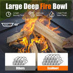 EcoNook 32 inch Square Outdoor Fire Pit Table with Spark Screen