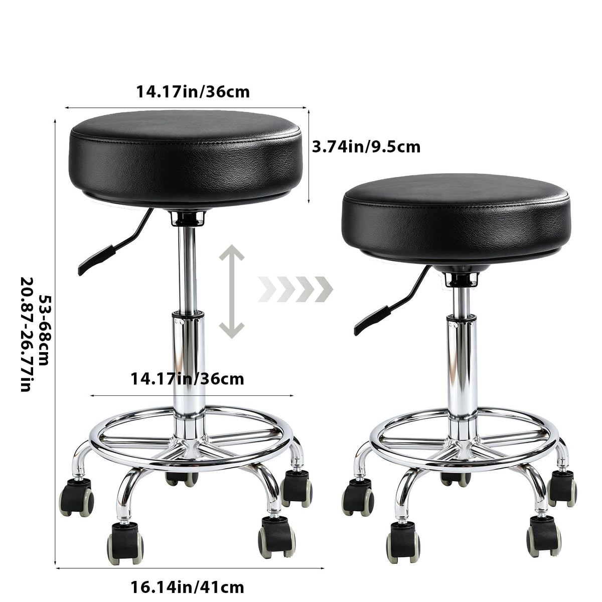 500lb heavy-duty Rolling Stool with Wheels,9.5cm thick Comfort cushion