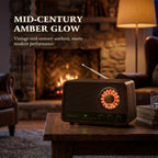 Vintage Wood AM FM Bluetooth Radio,10W Powerful Sound, Espresso