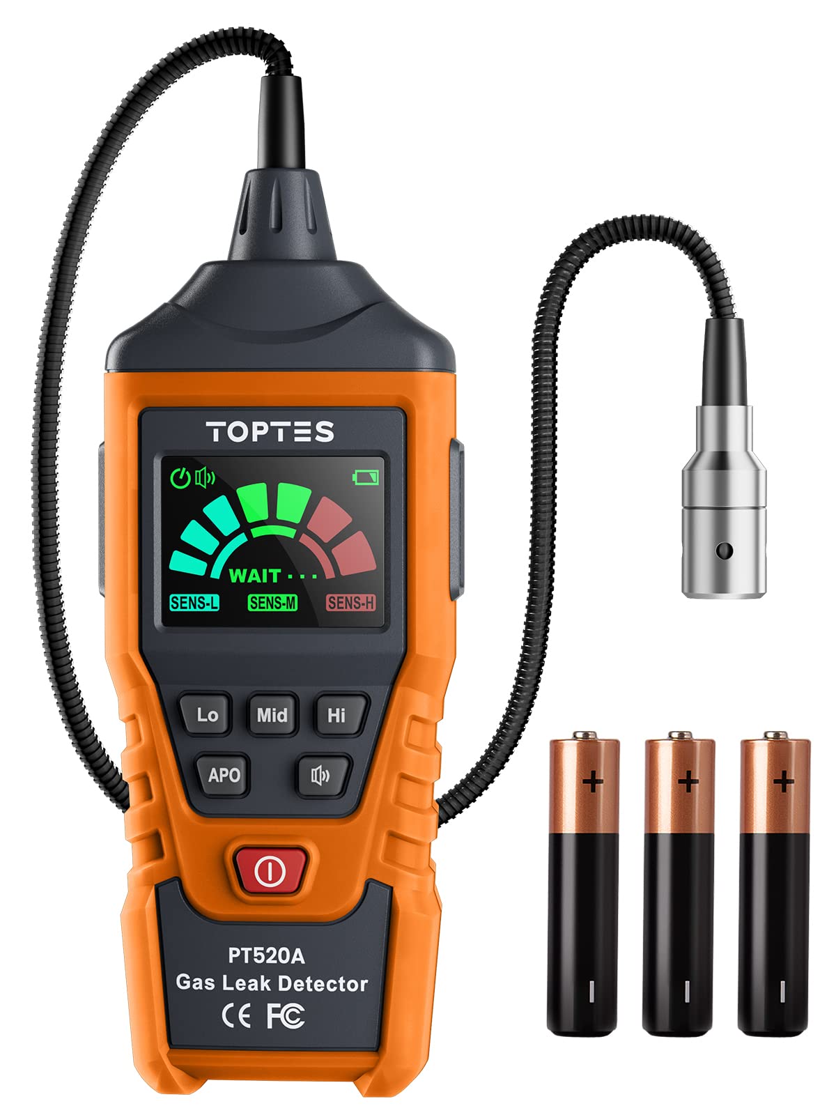 PT520A Natural Gas Detector, Gas Leak Detector with 17-Inch Gooseneck, Locating The Source Like Propane, Methane, and Butane for Home and RV