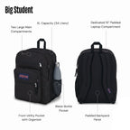 JanSport Laptop Backpack - Computer Bag with 2 Compartments, Ergonomic Shoulder Straps, 15” Laptop Sleeve, Haul Handle - Black