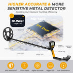 Higher Accuracy Metal Detector for Adults: 2026 Latest Professional Gold Detector with Backlit LCD, Advanced DSP Chip, IP68 Waterproof 10" Large Coil
