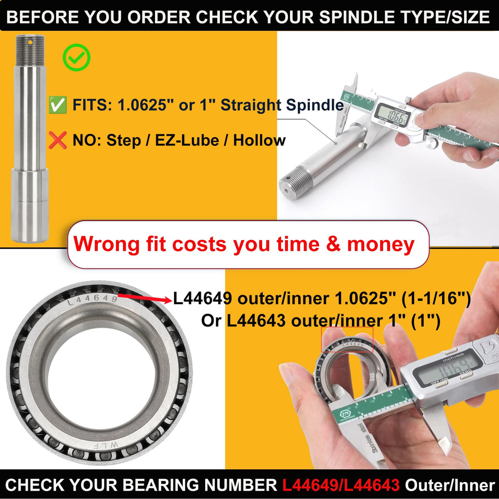 2 Sets 2000lb Trailer Axle Trailer Hub Kit 5 Bolt 4.5",Trailer Hub 5 Lug fit 1" and 1-1/16" Trailer Straight Spindle,5×4.5 Trailer hubs,Boat Trailer