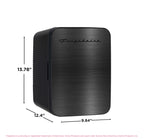 Frigidaire Mini Personal Fridge Cooler, Countertop, Holds Up to 10L/15 Cans, Brushed Black Stainless Rugged Design, Portable for Skincare, Makeup