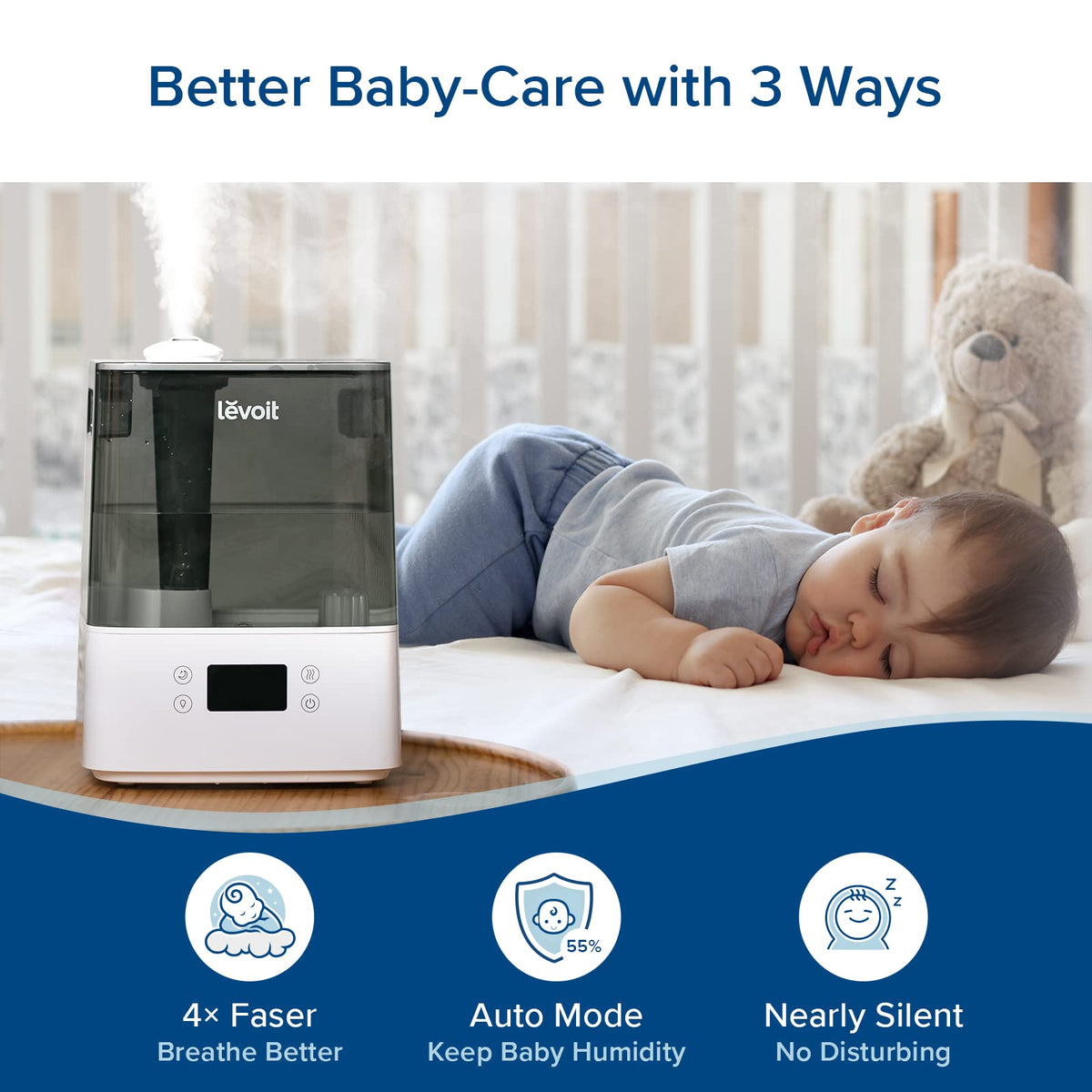 Levoit Humidifiers for Bedroom Large Room, 6L, 60H Runtime, 26dB, Smart App
