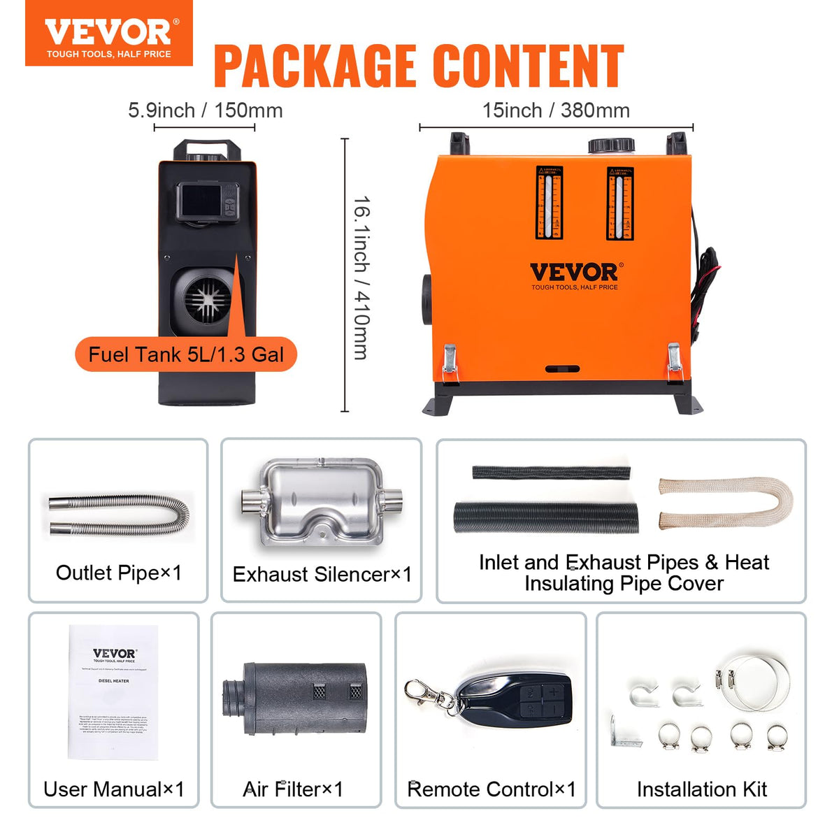 VEVOR 8KW Diesel Heater with Bluetooth App Control
