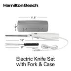 Hamilton Beach Electric Knife Set for Carving Meats, Poultry, Bread, Crafting Foam & More, Reciprocating Serrated Stainless Steel Blades, Ergonomic