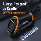 Tera Barcode Scanner Wireless with Screen: Pro Version 1D 2D QR with Setting Keypad Charging Cradle Works with Bluetooth 2.4G Wireless USB Wired