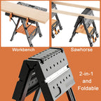 Portable Folding Work Bench Table 2-in-1 with 2 Clamps & 6 Bench Dogs