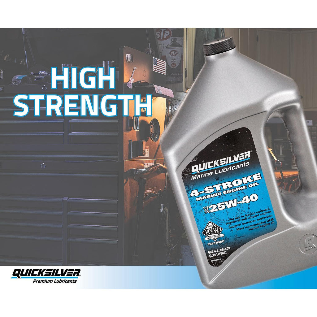 Quicksilver 25W-40 4-Stroke Marine Engine Oil for Outboards, 1 Gallon