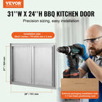 VEVOR BBQ Access Door 31" W x 24" H Double Outdoor Kitchen Vertical Door