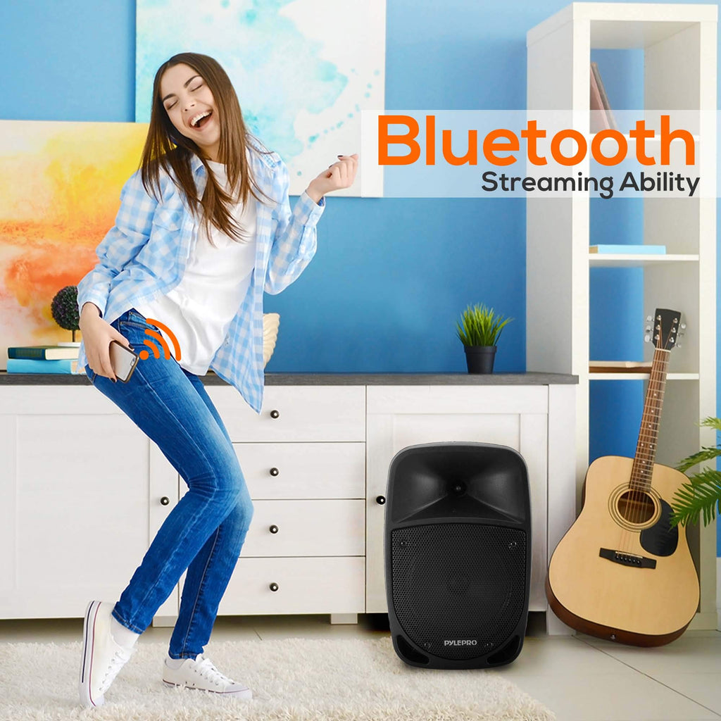 Pyle Portable 800W Karaoke PA System with Wireless Microphone, Bluetooth Streaming, Rechargeable Battery, USB/SD Recording & Powerful Sound – Compact