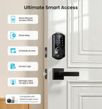 Veise VE06-L Smart Deadbolt Lock with 2 Lever Handle Set, Matte Black