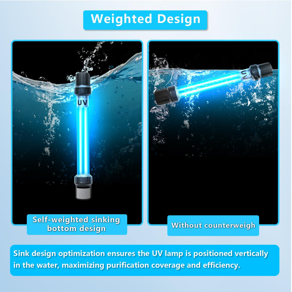 18W Aquarium UV Light for 100-1000 Gallon, UV Pond Water Clarifier for Koi Pond, Swimming Pool, Spa, Large Fish Tank, Cold Plunge UV Light for Pond