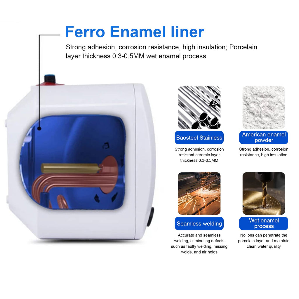 2.5 Gallon Water Heater Under Sink Instant Hot Mini Tank Water Heaters 110V 120V Small Hot Water Heater,1500W Rv Compact Mini Water Heater Kitchen