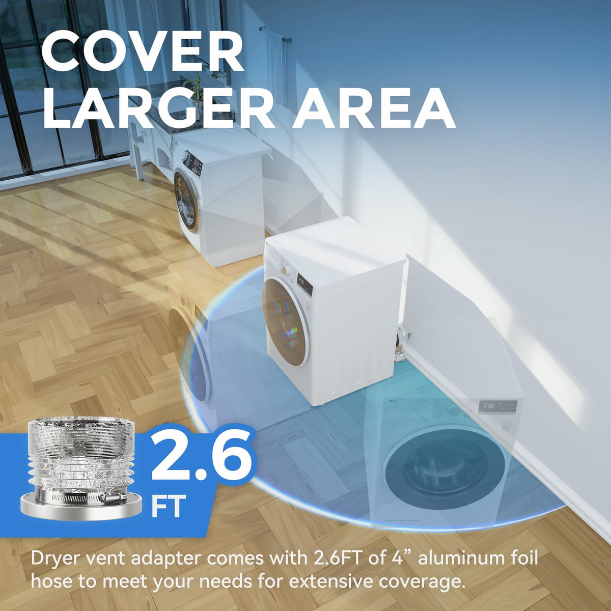 Magnetic Dryer Vent Coupling DV90 Airtight Seal Dryer Vent Connector Kit Easy to Clean Quick Connector Including a 2.6ft 4" Duct and two Clamps