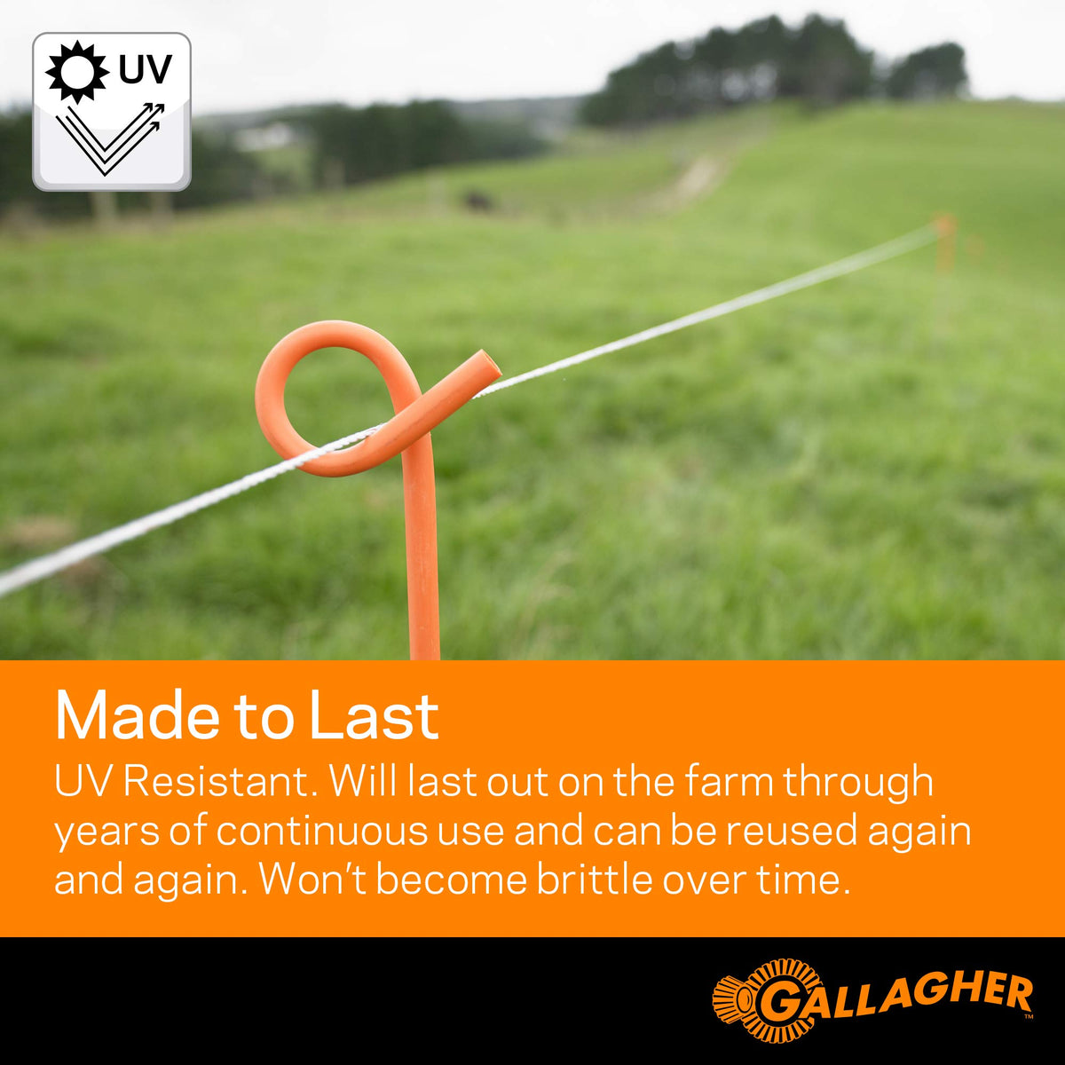 Gallagher 1/16" Electric Fence Polywire for Livestock, 1640ft Roll