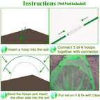 60Pcs Greenhouse Hoops Grow Tunnel Wide, 8FT Rust-Free Fiberglass Support Garden Hoops Kit for Raised Beds Plant Cloth Row Cover Netting-DIY Plant