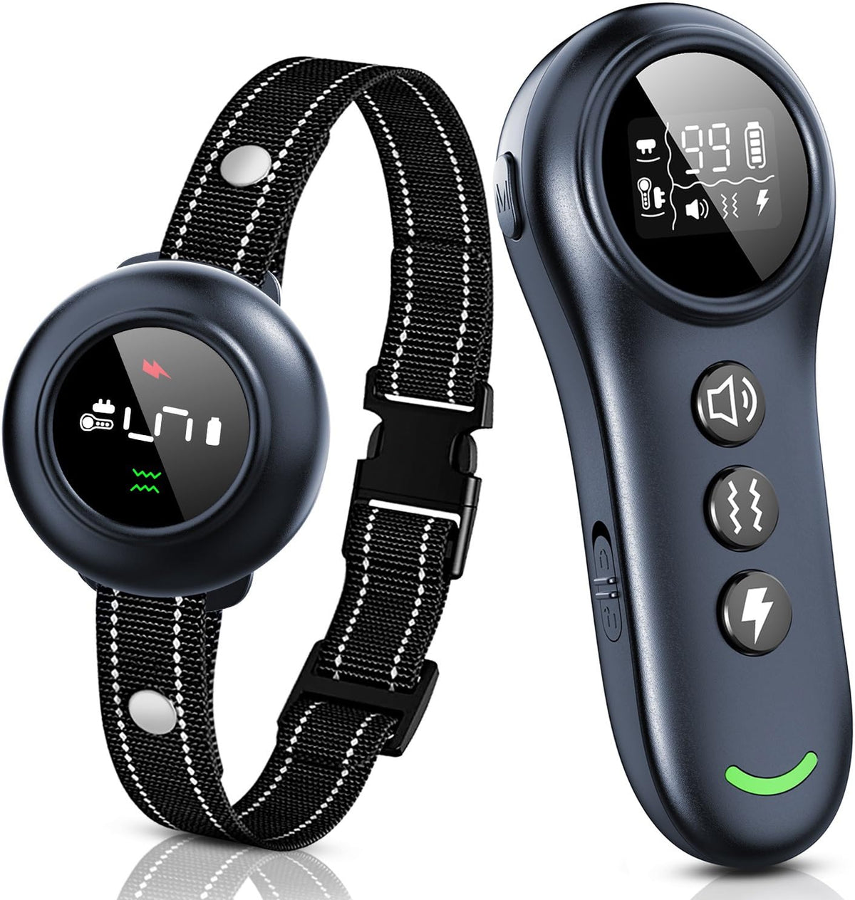 2-in-1 Dog Shock Collar & Dog Bark Collar - Smart Anti Barking Dog Training Collar with 5 Adjustable Sensitivity & 3300FT Remote for All Breeds IP67