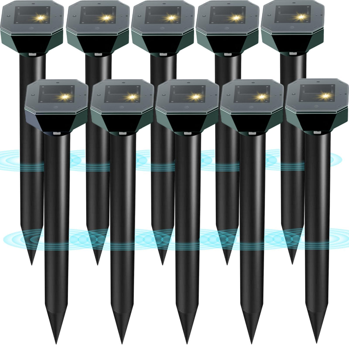 Snake & Mole & Rabbit & Skunk Repellent Solar Powered, 2026 Upgraded Ultrasonic Deterrent, IP65 Waterproof, Gopher Groundhog Chipmunk Raccoon and