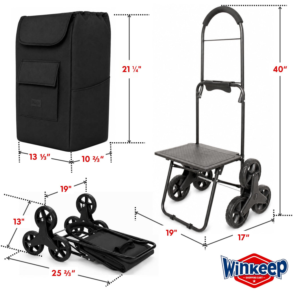 Shopping Cart, Super Loading Stair Climber 220 lbs Capacity, Grocery Foldable Trolley with Extra Large Shopping Bag Laundry Utility Cart with