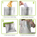 10pcs 5 Gallon Mylar Bags for Food Storage - 10 Mil Thick - Extra large bags 5 Gallon with Oxygen Absorbers 2500cc - Zipper Resealable Milar Bags