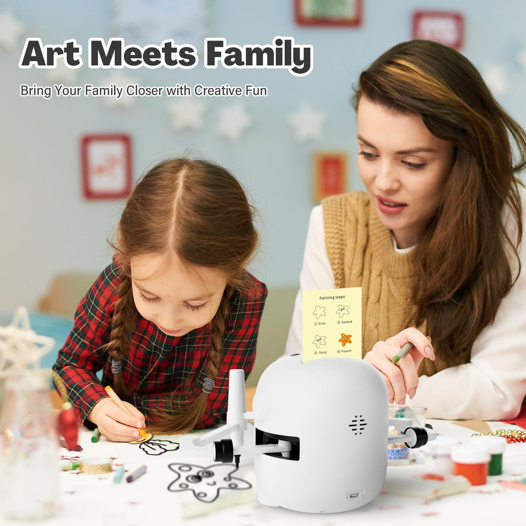 RIVGOT Drawing Robot for Kids with 150 Cards, Voice Interactive Educational Drawing Machine, Montessori Painting Learning Toys for 3 4 5 6 7 8 Year