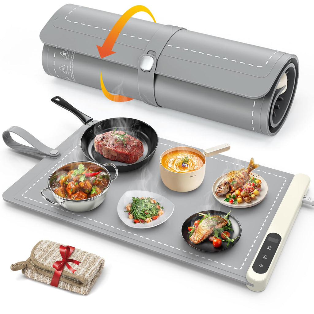 FYY Warming Mat for Food 24"x15", Rapid and Full Surface Heating Gray
