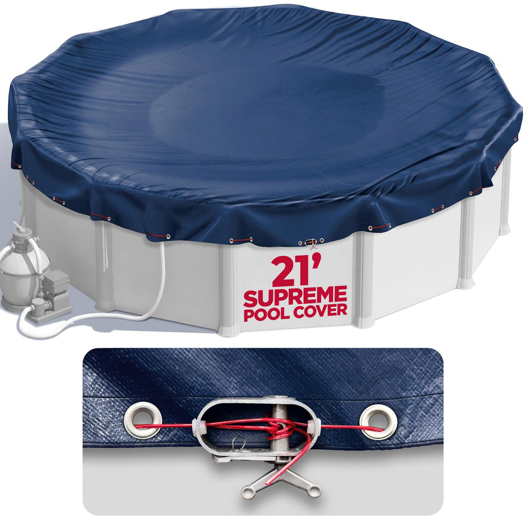 21 ft Round Winter Pool Cover for Above Ground Pools, Navy Blue, Resistant