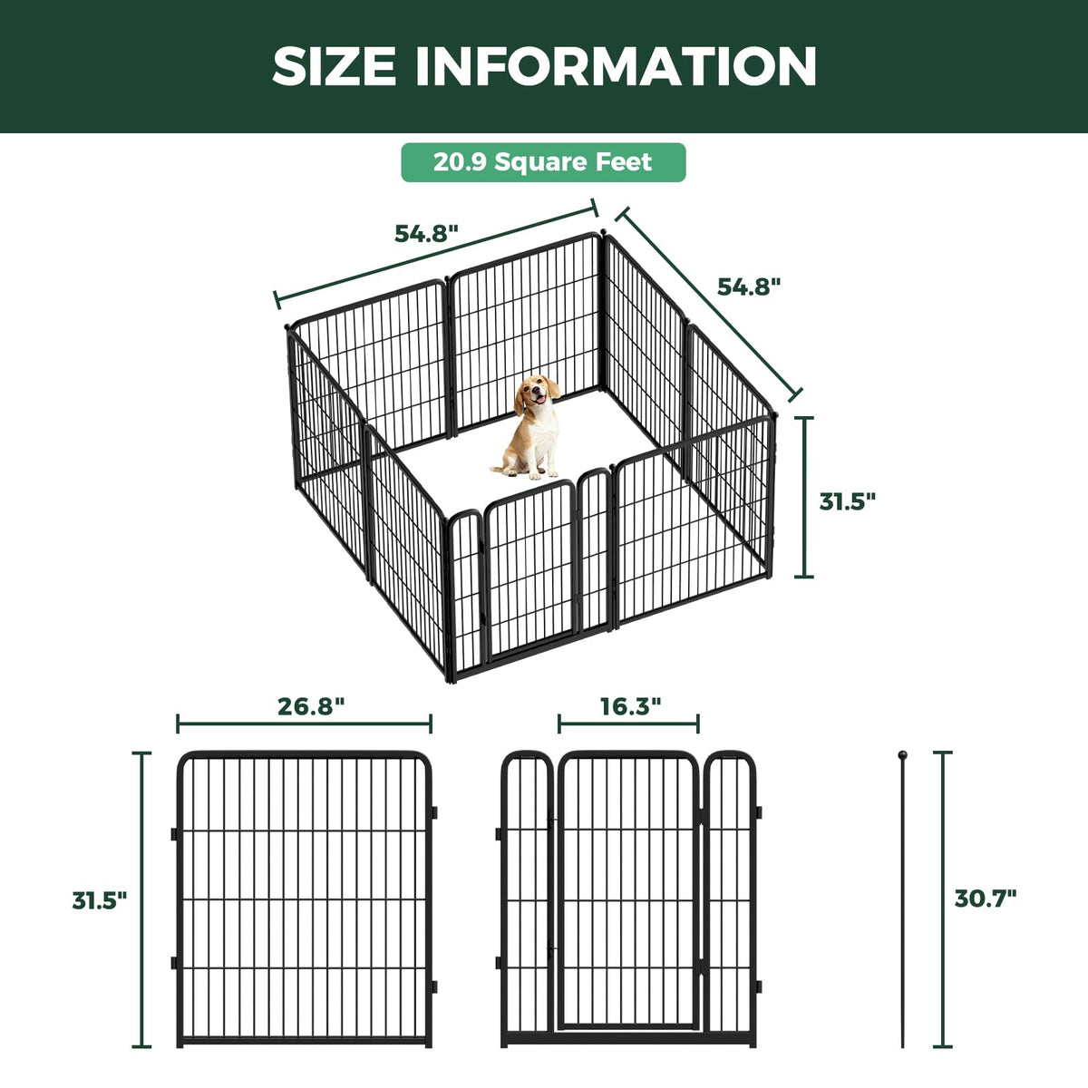 FXW Homeplus Indoor Dog Playpen, 32" H, 8 Panels, for Small & Medium Dogs