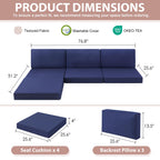 7-Piece Patio Furniture Cushions Set, Replacement Outdoor Cushions for 4-Seat Patio Sectional, Waterproof & Fade Resistant Deep Seat Cushion for