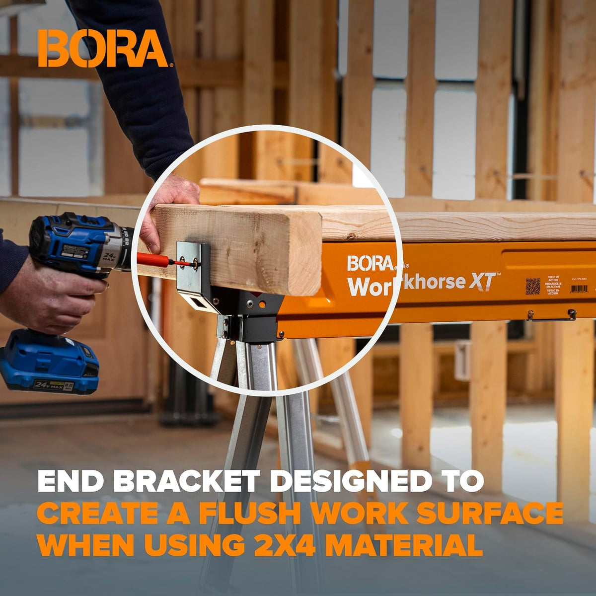 BORA Workhorse XT Saw Horses 2 Pack Adjustable Folding Heavy Duty Sawhorse
