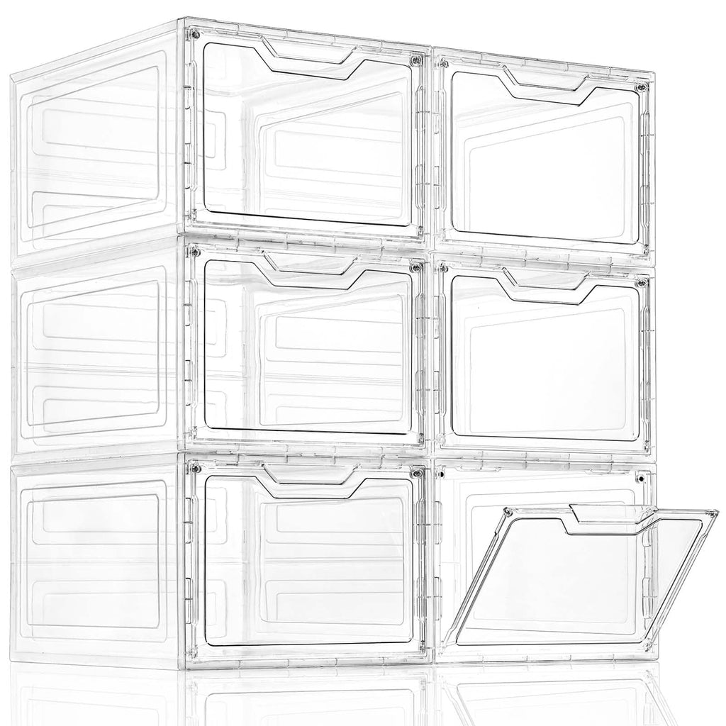6 Pack Clear Storage Bins with Lids, 19 Qt Closet Organizers and Storage