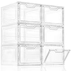 6 Pack Clear Storage Bins with Lids, 19 Qt Closet Organizers and Storage
