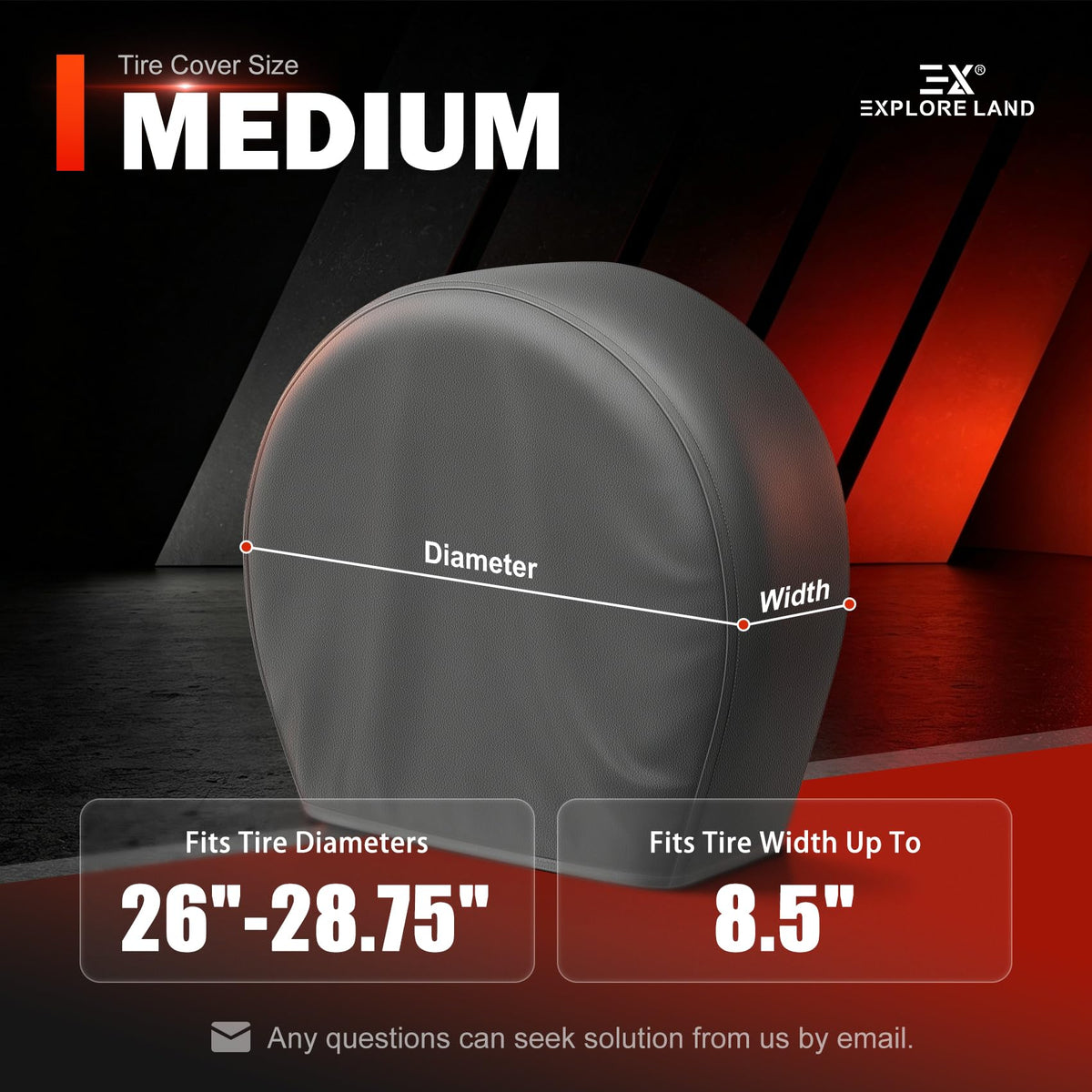 Explore Land Tire Covers 2 Pack Fit Tire Diameters 26-28.75 inch, Charcoal