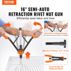 VEVOR Rivet Nut Tool, 16 inch Rivnut Tool Kit with 13PCS Metric and SAE Mandrels, 186PCS Rivet Nuts, Semi-auto Retraction, M3, M4, M5, M6, M8, M10