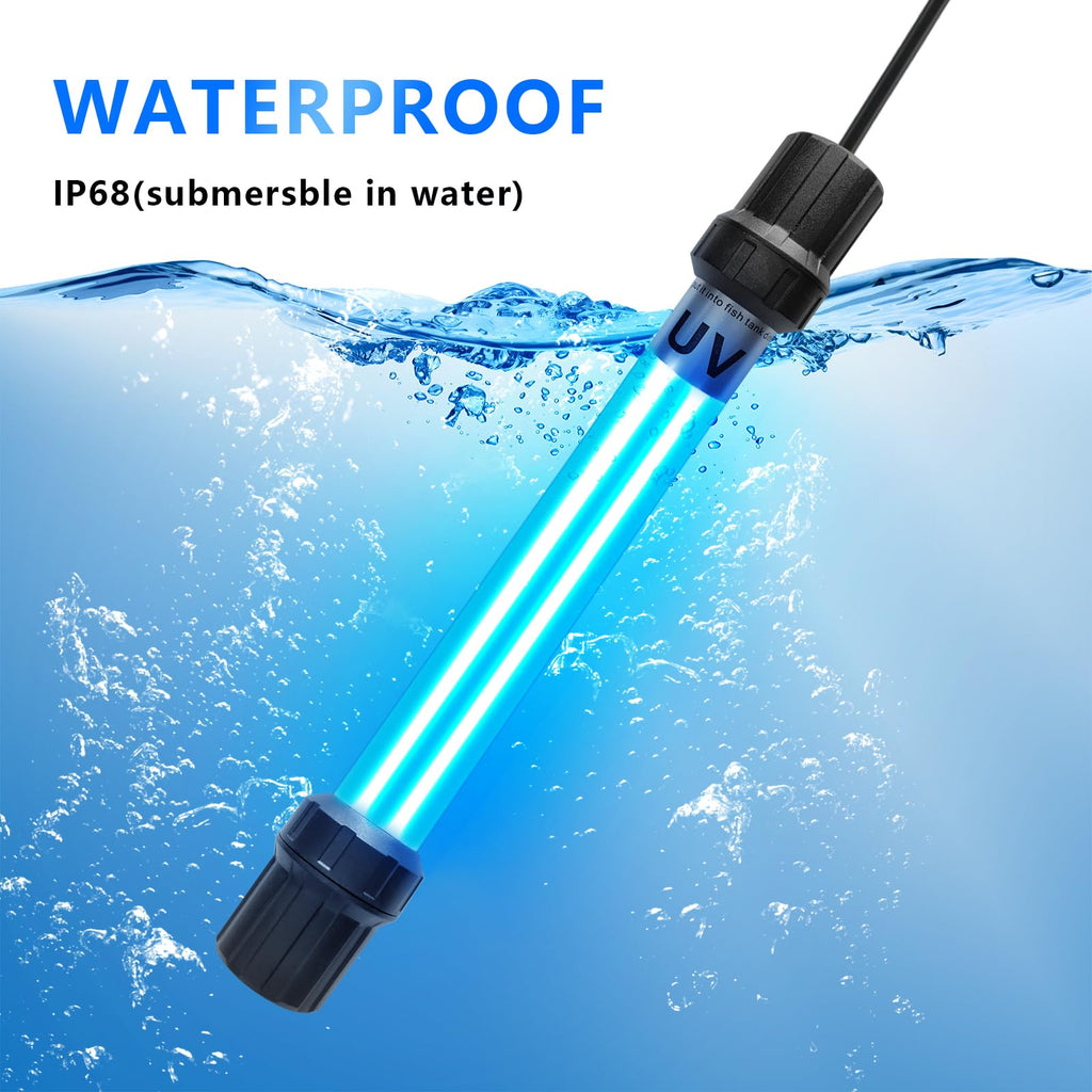 18W Aquarium UV Light for 100-1000 Gallon, UV Pond Water Clarifier for Koi Pond, Swimming Pool, Spa, Large Fish Tank, Cold Plunge UV Light for Pond